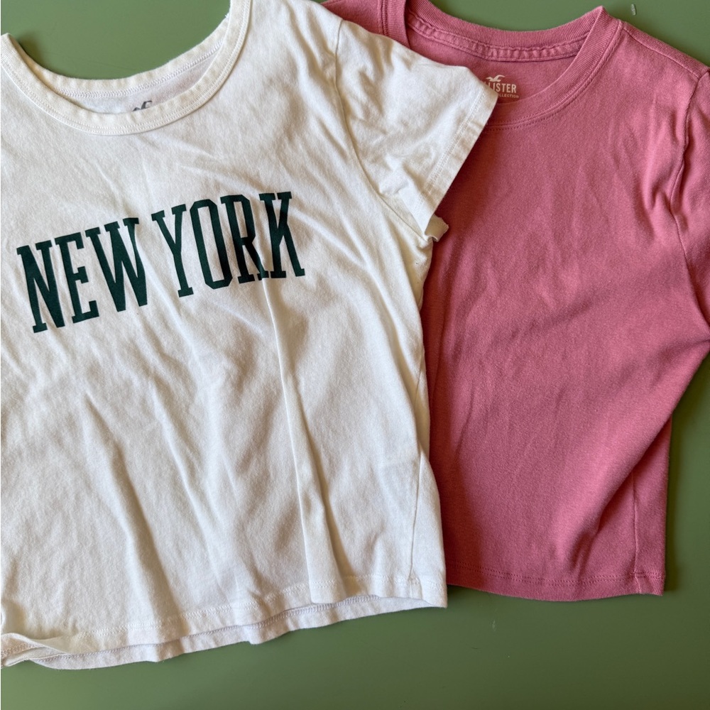 Hollister Kids White and Pink Graphic Tees
